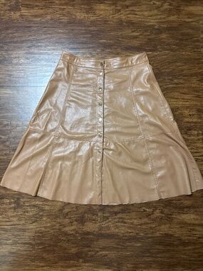 Zara XL Faux Leather Midi Skirt with Snap button